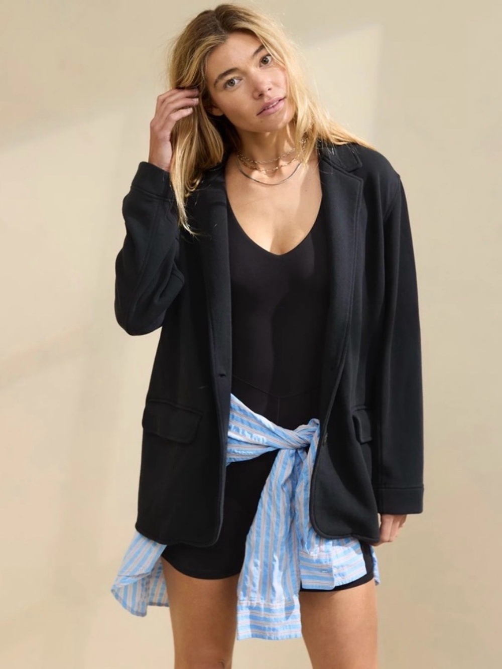 Aerie Fleece Blazer Black Oversized Jacket Women’s Large